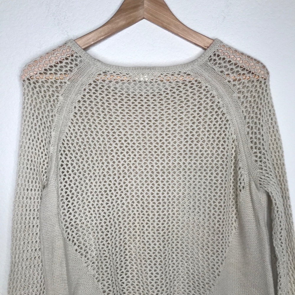 Silence + Noise Cream Open Weave Sweater Small - image 6